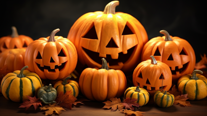 万圣节小南瓜灯摄影图