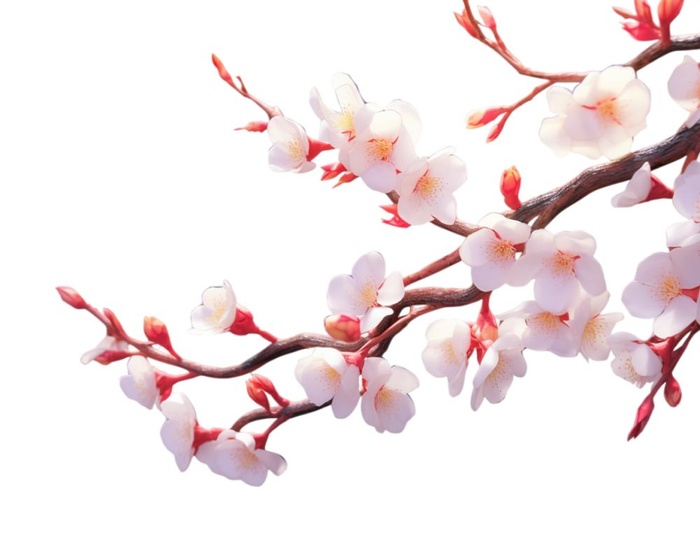 唯美粉白色鲜花树枝元素