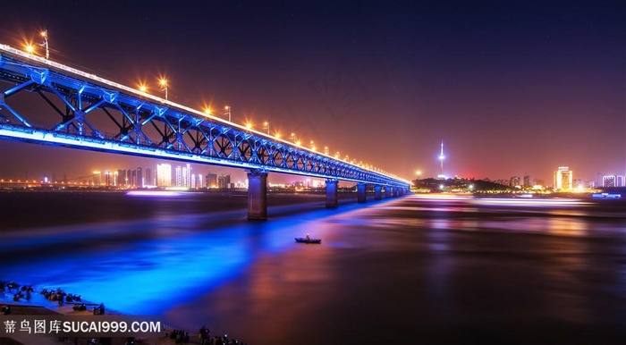 武汉长江大桥夜景图片