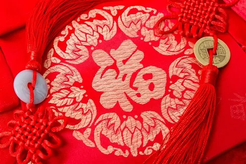 红喜春节福气福袋排列摆拍 红喜春节福气福袋排列摆拍