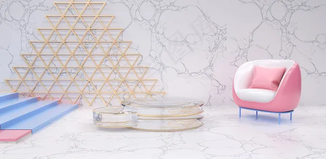 C4D电商场景模型渲染背景