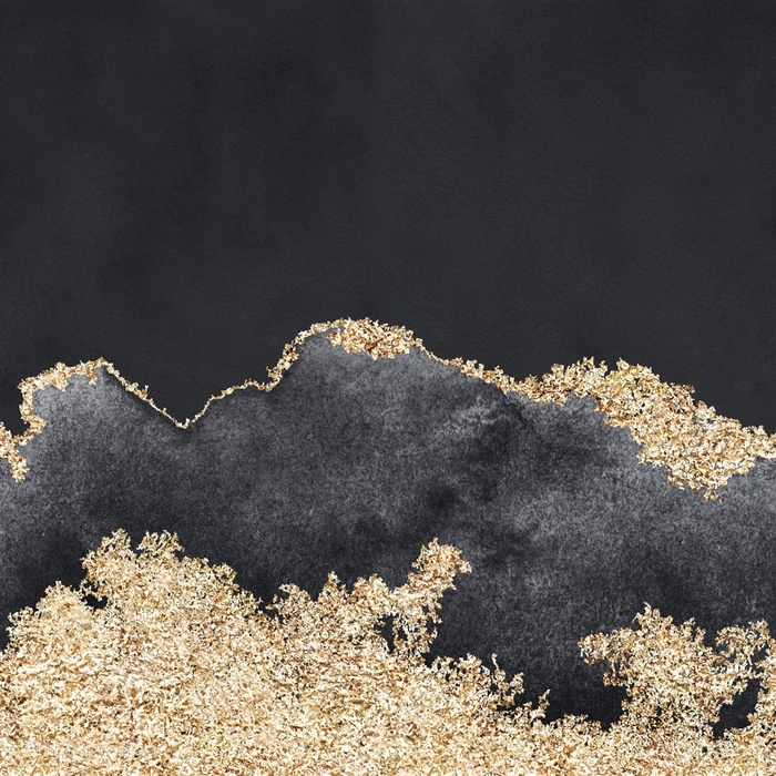 黑色和黑色墨迹方形水彩晕染金箔纹理背景图片