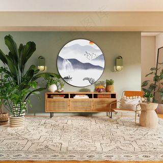 客厅卧室红日山水国风装饰画玄关画山水图