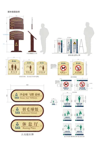 全套会所标识功能区牌导视牌