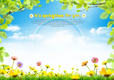 春天开花蓝天白云背景