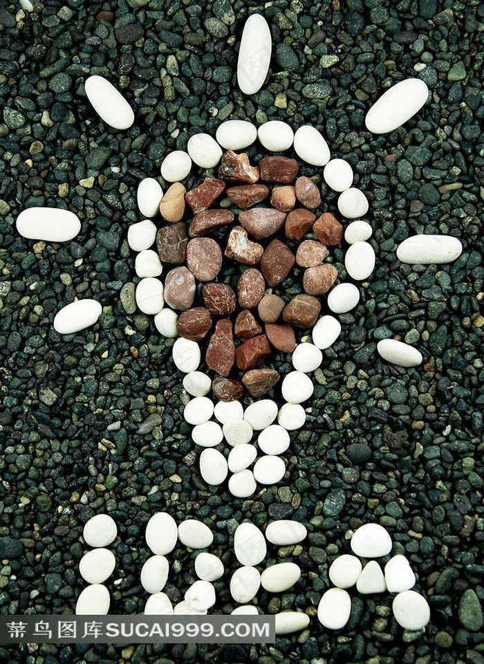 石子组成的灯泡图案
