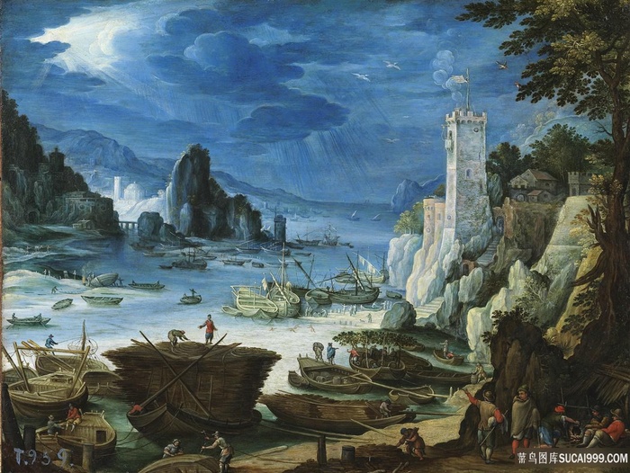 海景唯美油画风景画