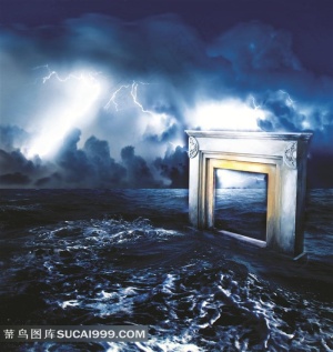 大海雷电摄影背景图片