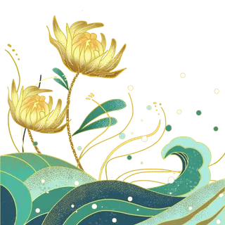 国潮仙鹤插画免扣素材设计素材