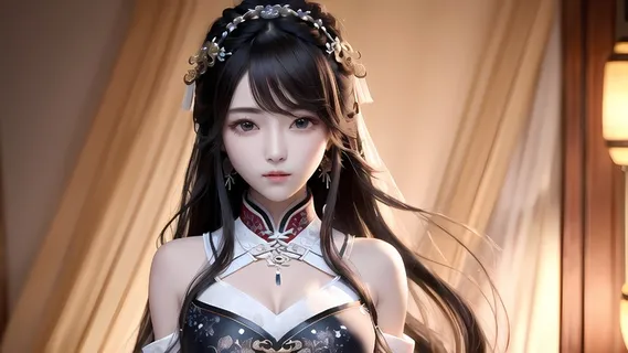 AI小姐姐美女二次元绘画古装大眼头饰漂亮072