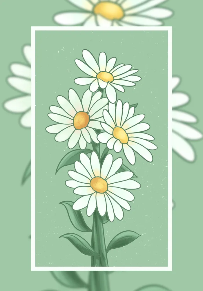 创意简约轻质感扁平风小白菊海报插画