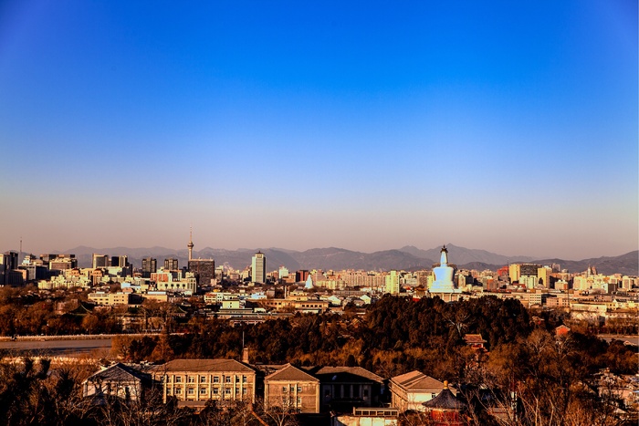 北京白马寺远景蓝天城市