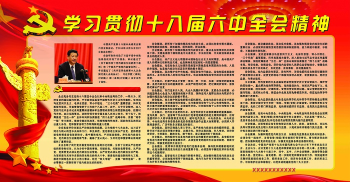 建党100周年学习十八届六中全会公报展板