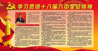 建党100周年学习十八届六中全会公报展板