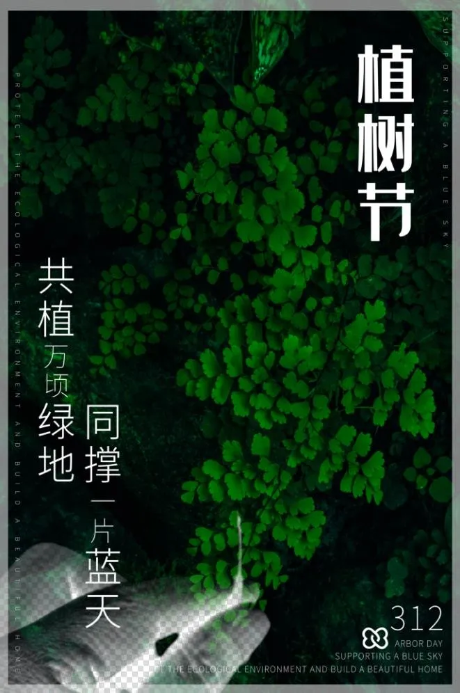 植树节3.12海报psd模版下载