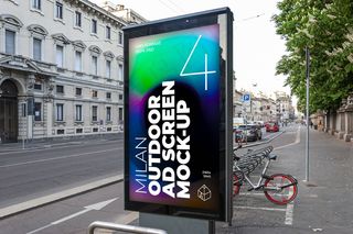 城市户外车站灯箱广告牌PSD分层样机模板