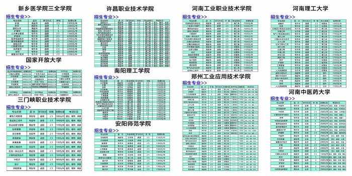 高清折页学校教育函授价格表psd模版下载