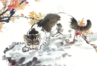 水墨猫绘画美图素材