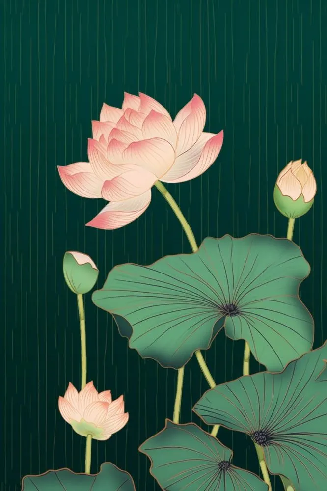 绿色简约清新莲花节气背景(896x1344)