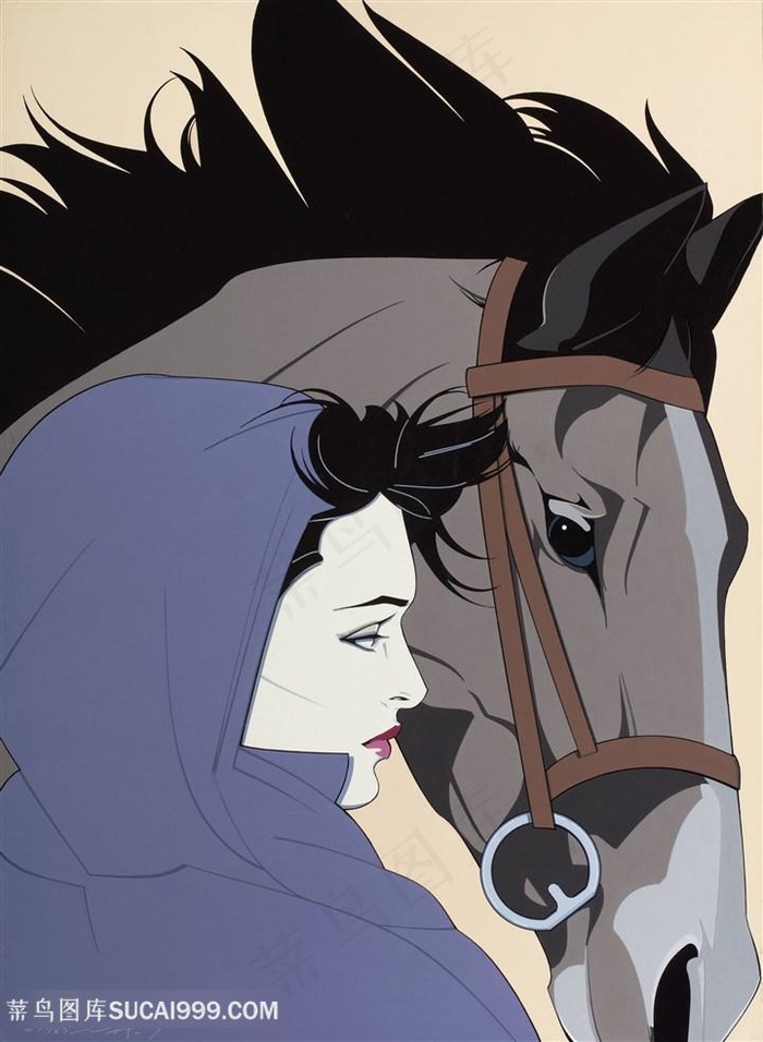 帕特里克安吉尔手绘骏马美女艺术插画