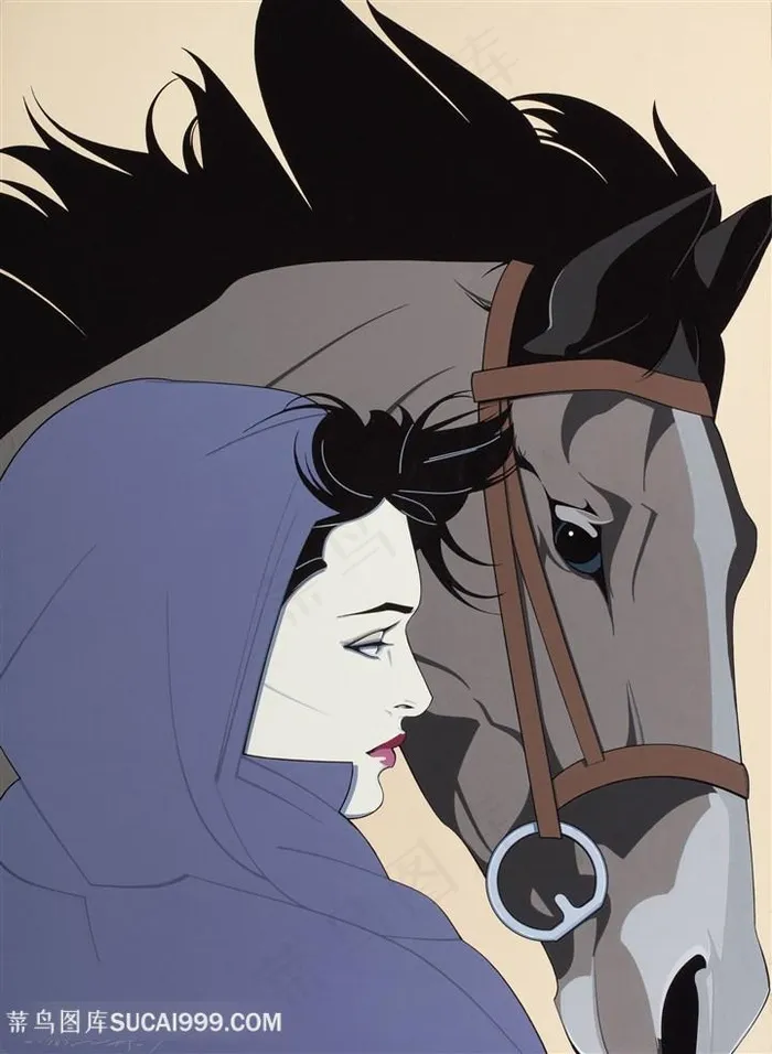 帕特里克安吉尔手绘骏马美女艺术插画