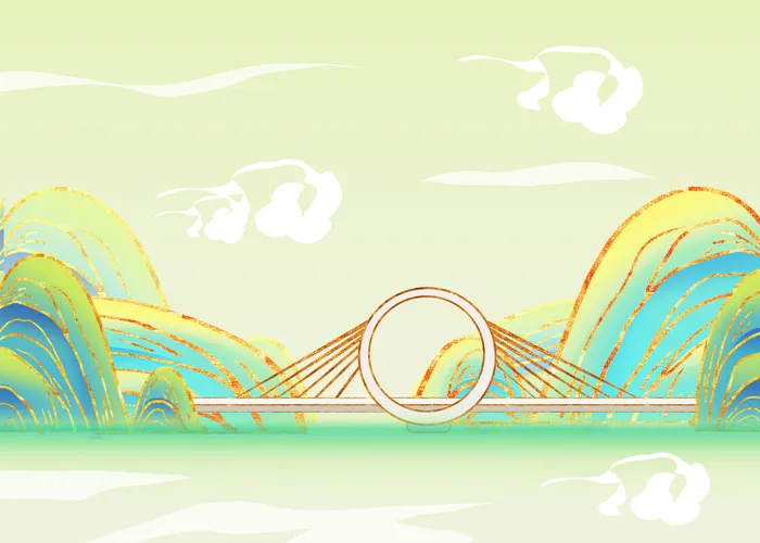 国潮鎏金郑州戒指桥地标建筑psd模版下载