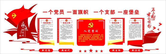 党建活动文化墙  党员权利  党员义务cdr矢量模版下载