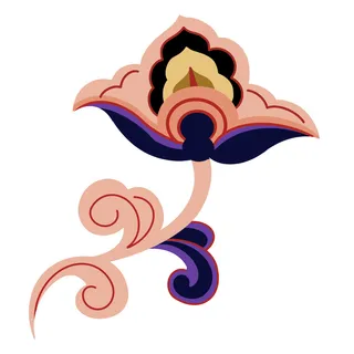 复古中国风国潮敦煌花纹花草插画手绘装饰小元素PSD素材