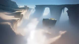 大气写意色块风景插画壁纸背景-雄伟美丽的悬空山巅