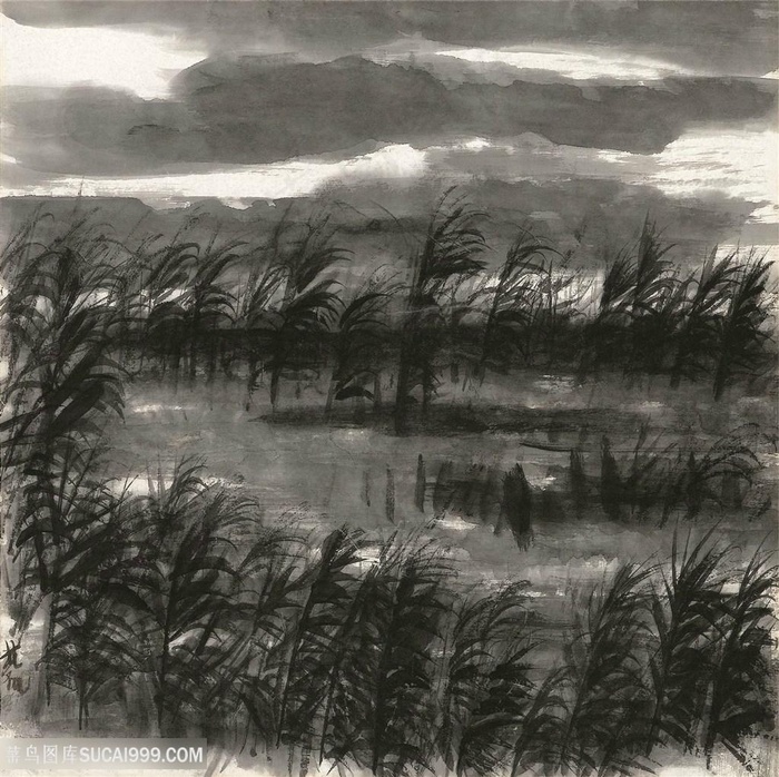 林风眠手绘树木唯美风景画