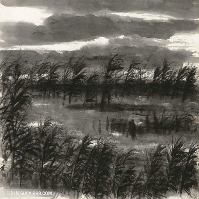林风眠手绘树木唯美风景画