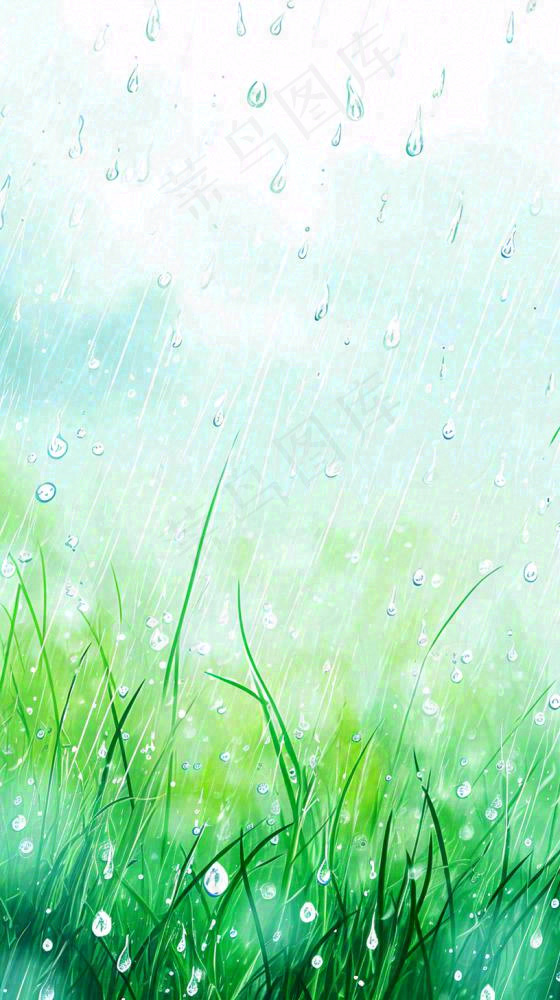 春天绿草下雨水珠，雨水，立春，春分(816x1456)