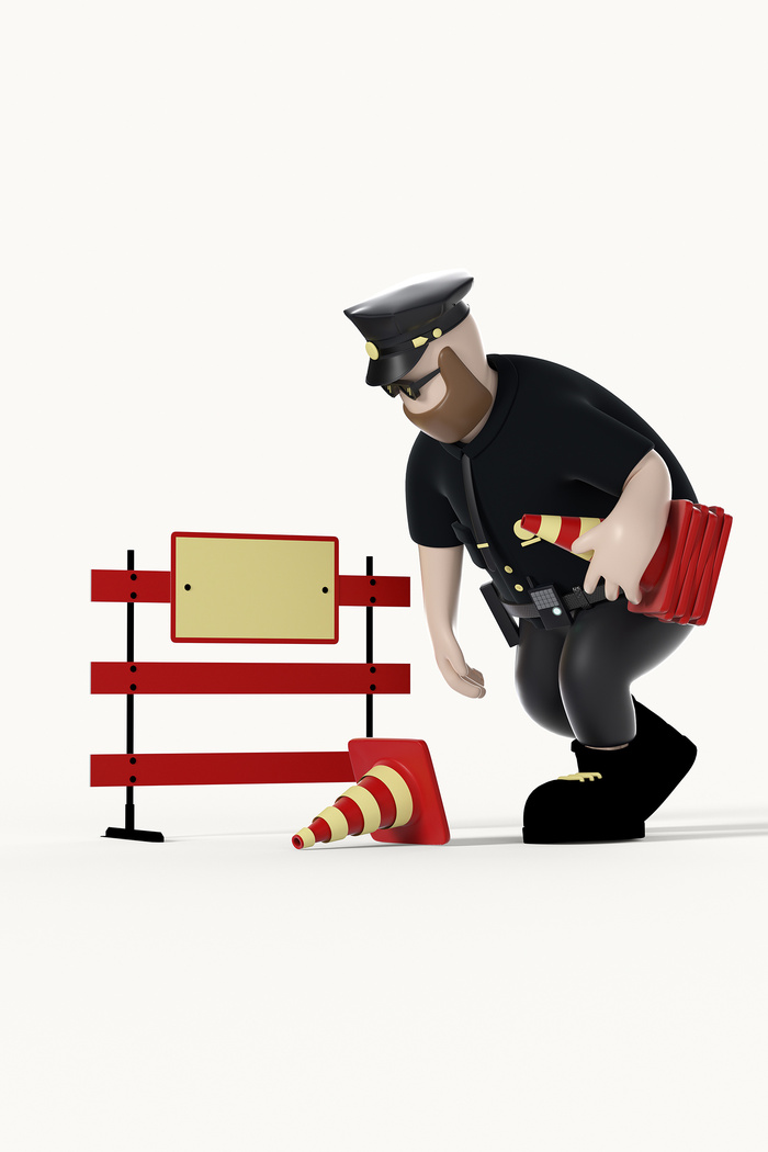 交通执勤3D警察卡通人物C4D形象