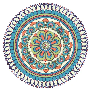 复古中式国潮风敦煌花纹装饰图案花卉藻井肌理圆形边框素材