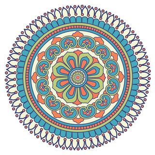 复古中式国潮风敦煌花纹装饰图案花卉藻井肌理圆形边框素材