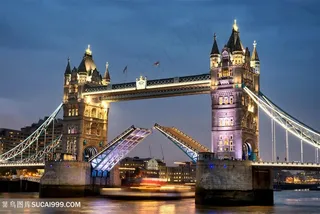 高清欧洲伦敦塔桥夜景风景图片