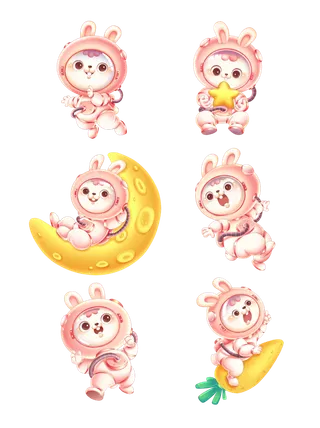 兔年插画兔年新年元素PNG免扣素材