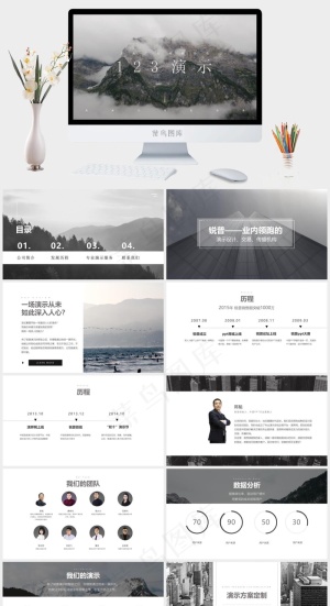大气高端经典灰商务项目演示汇报总结ppt模板预览图