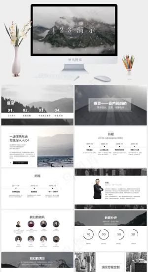 大气高端经典灰商务项目演示汇报总结ppt模板预览图