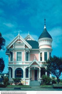 国外欧式建筑风格-粉色房屋