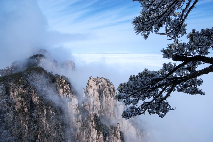 安徽黄山雪景树挂图片-第1张