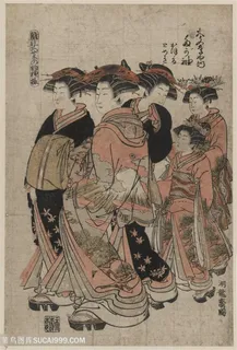 日式高清浮世绘女性装饰画