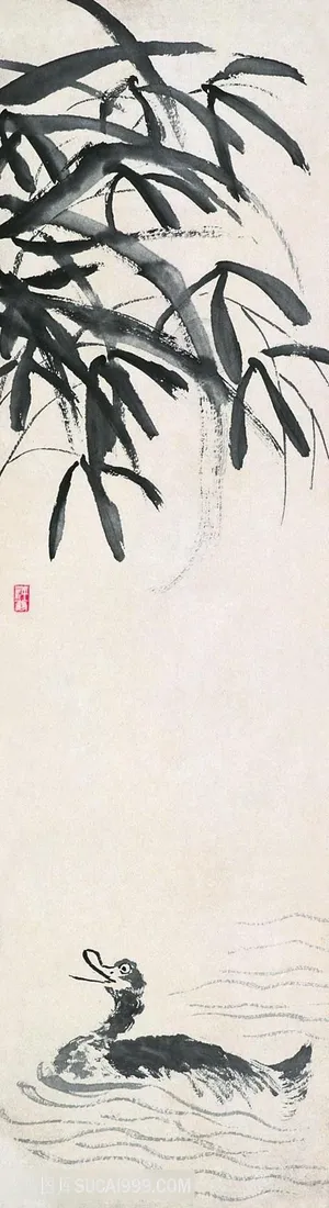 齐白石鸭子戏水国画图片 齐白石鸭子戏水国画图片