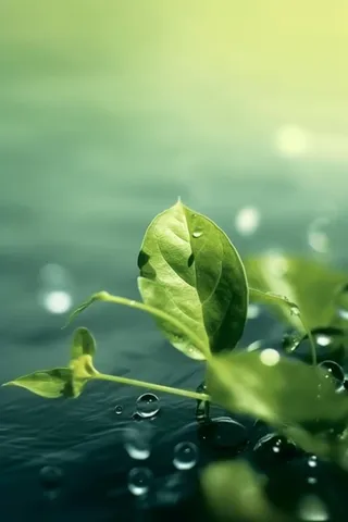 叶子水滴宁静背景图