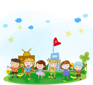 小学生 幼儿园 小朋友 草地 玩耍 手拉手