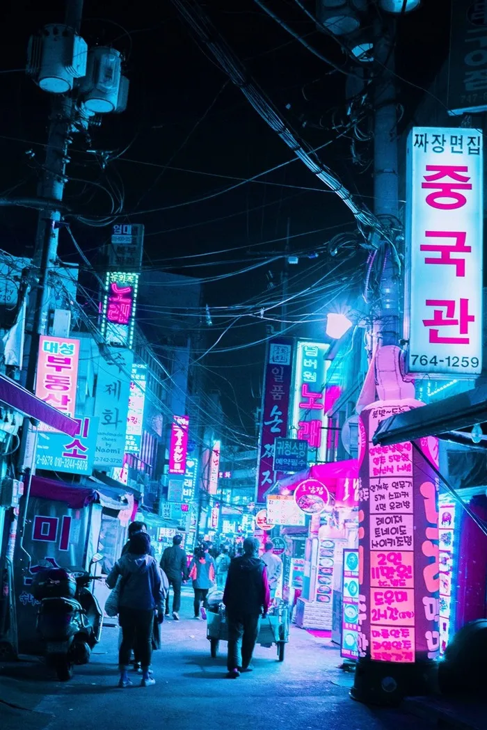 韩国街头夜晚高清图片