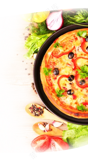 [美食元素]披萨摆盘元素