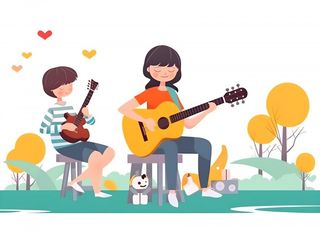 夏日音乐会孩子吉他背景