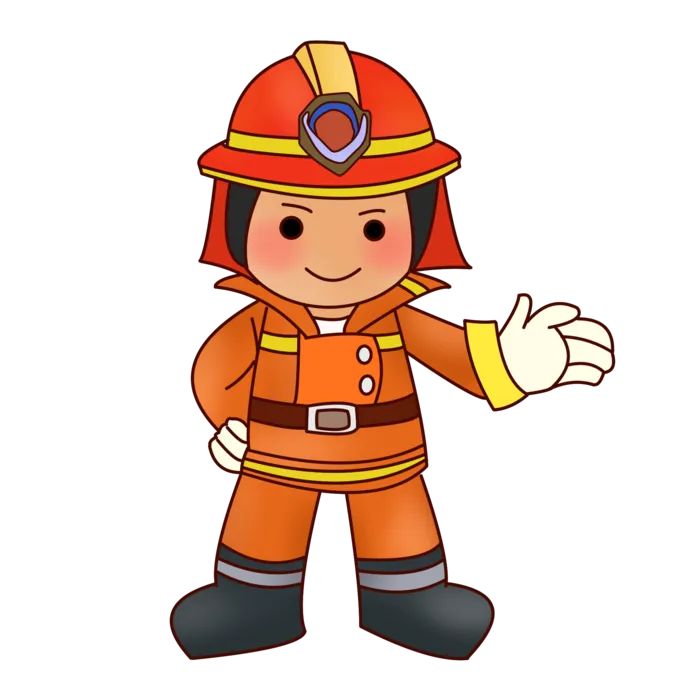 卡通手绘消防官兵插画_元素
