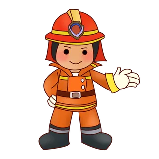 卡通手绘消防官兵插画_元素